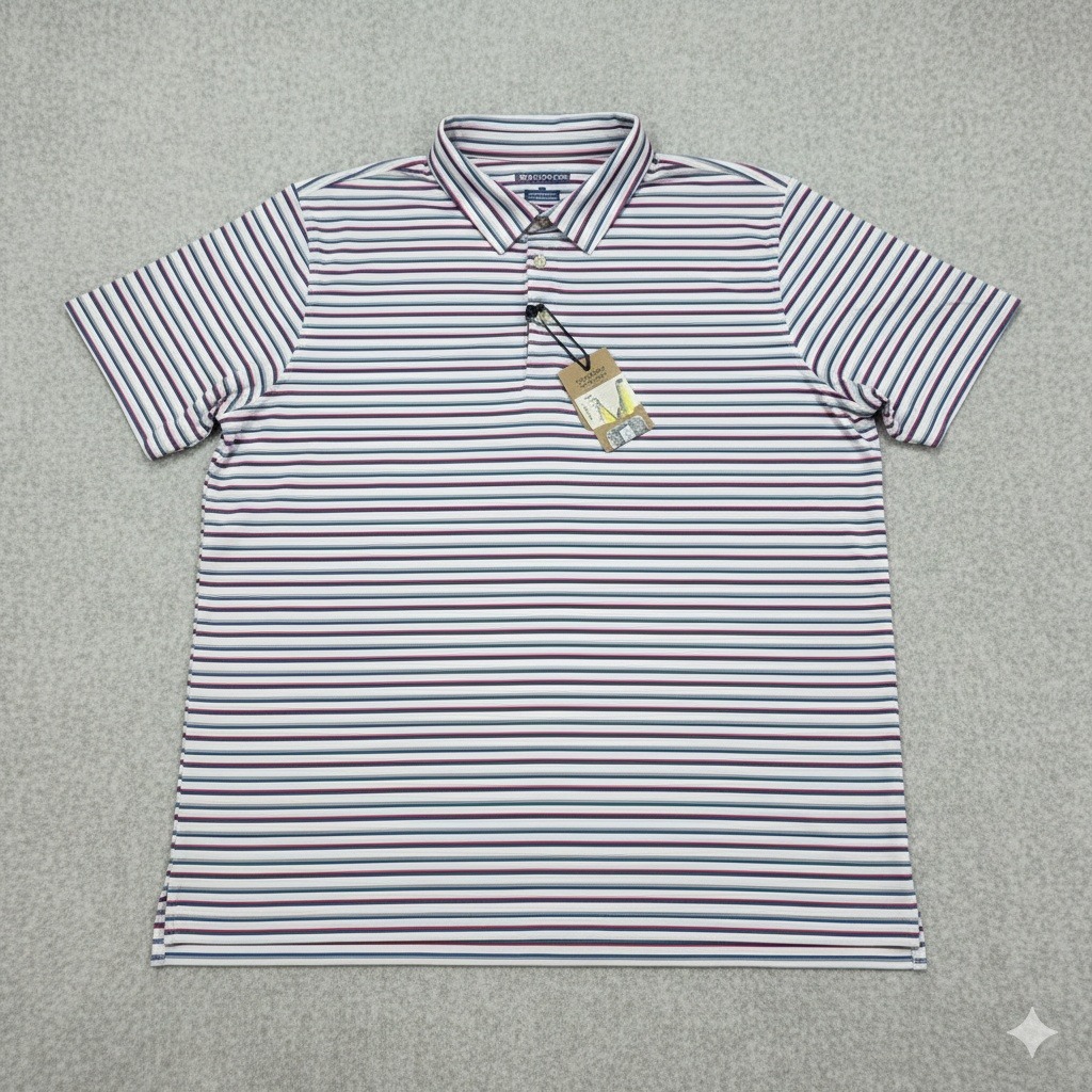 Chubbies Polo Shirt Mens Xxl Performance Striped Short Sleeve Golf Multi-Color